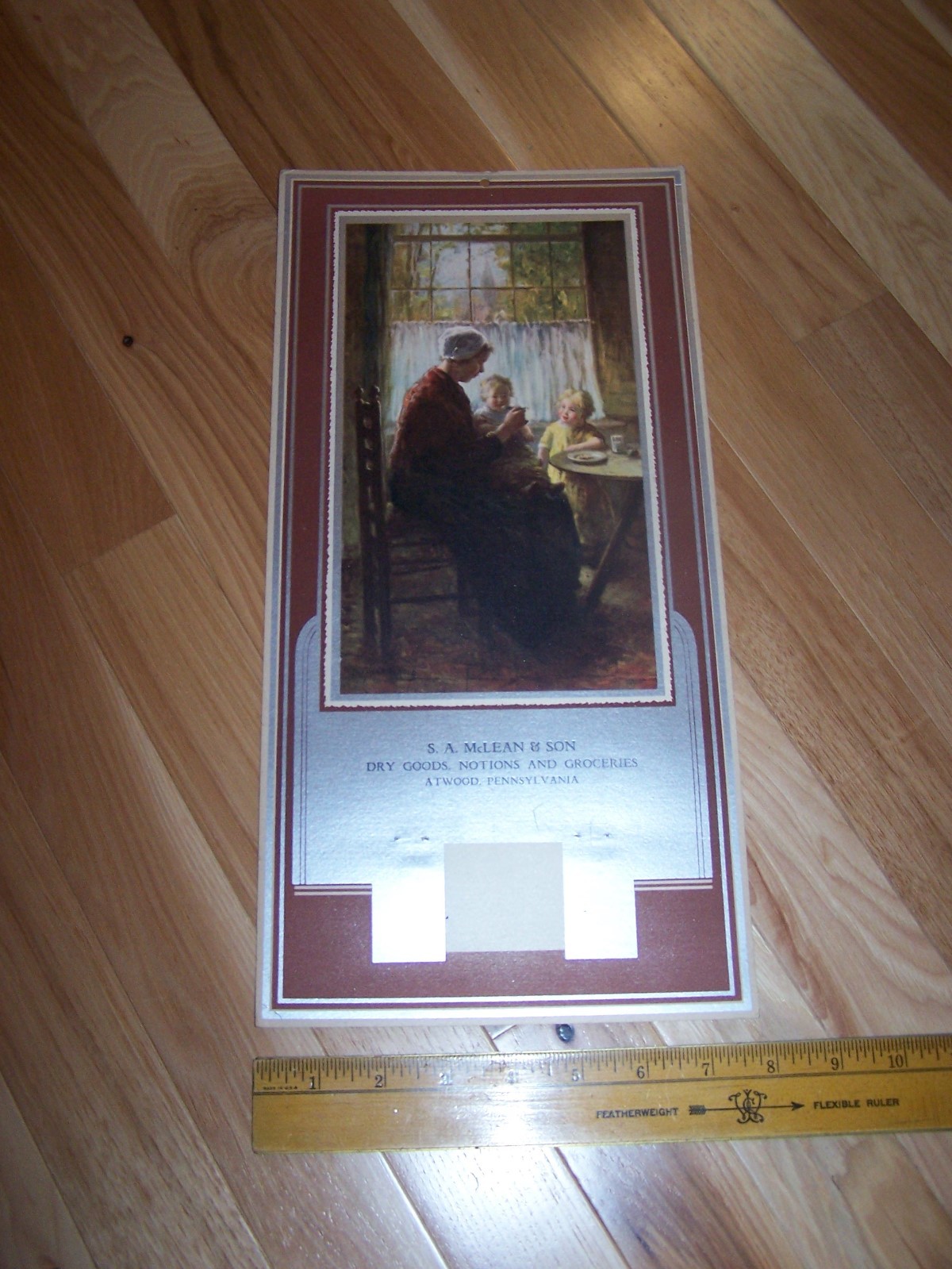 Vintage S.A. McLEAN & SON Groceries Dry Goods Calendar Back ATWOOD PENNSYLVANIA
