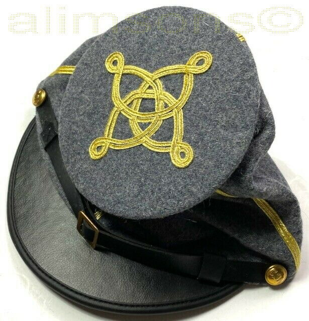 CIVIL WAR CONFEDERATE CS CAPTAIN OFFICER WOOL KEPI BUMMER CAP HAT- ALL SIZES!!!