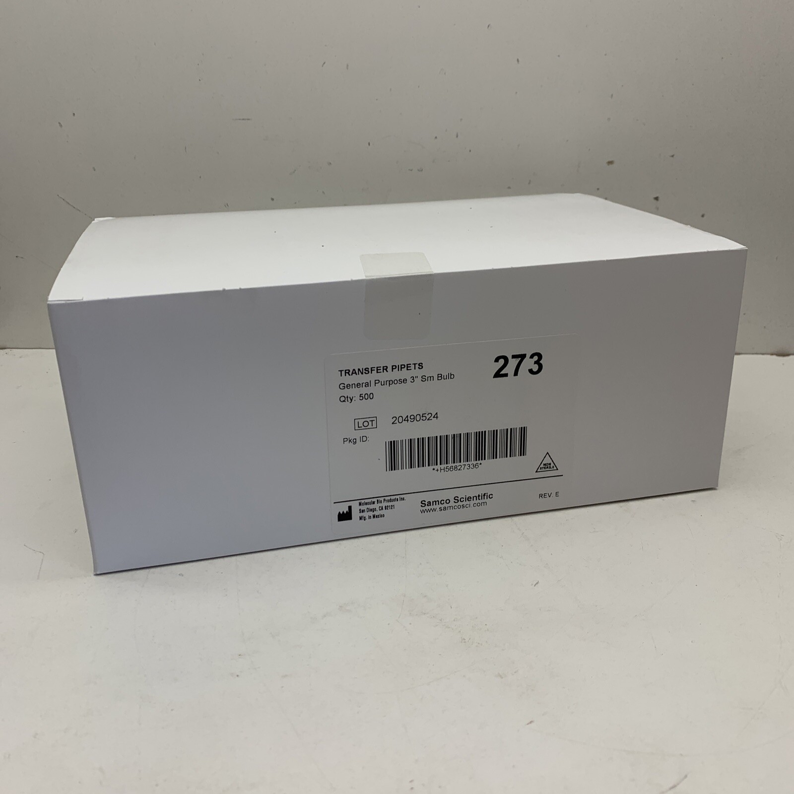 (500-Pack) Samco 273 General Purpose 3" Transfer Pipets 0.9mL Draw, 1.8mL Volume