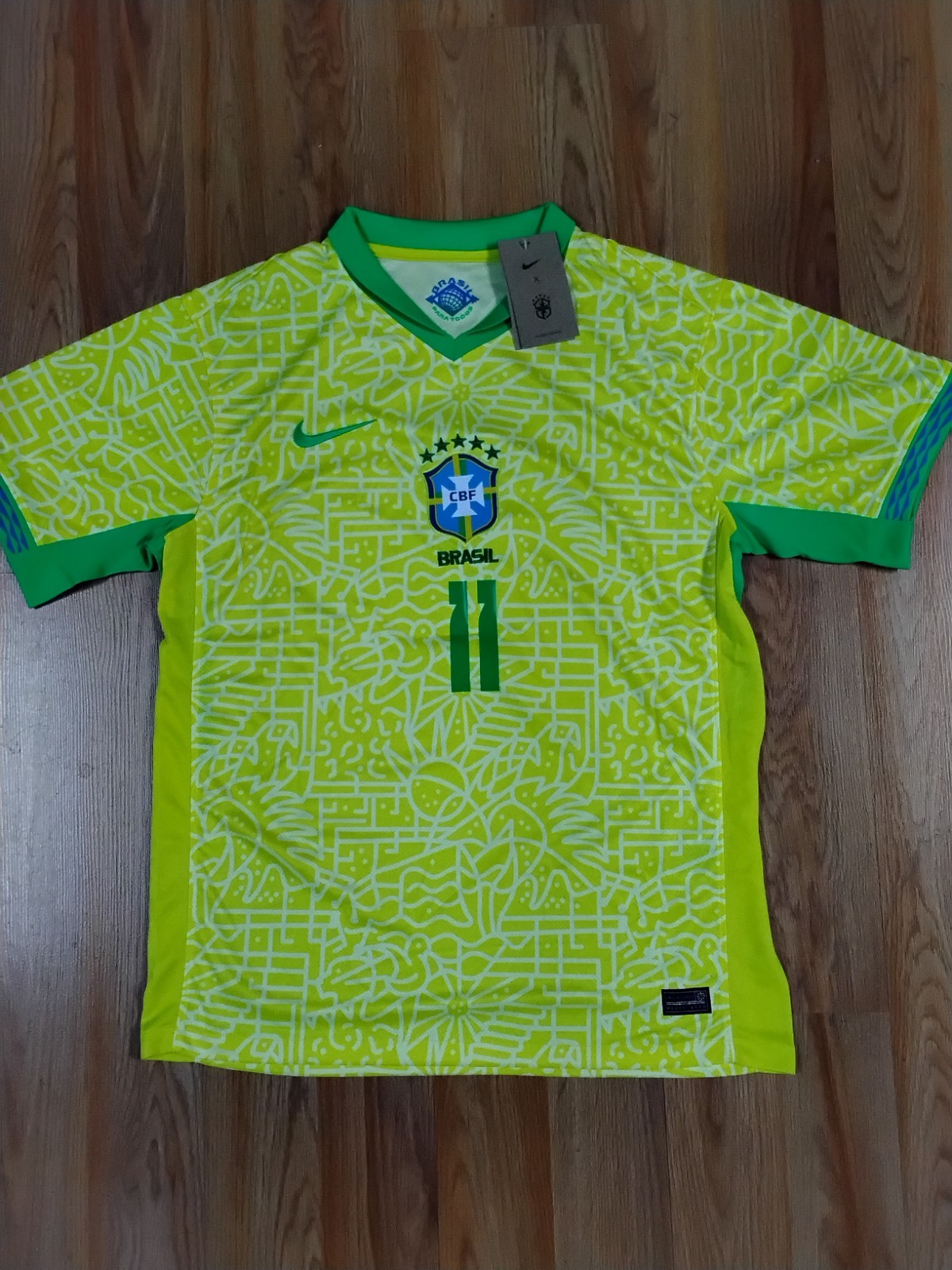 NWT Nike Brazil Raphinha #11 Exclusive CBF Dri-Fit Soccer Jersey Size XL Yellow