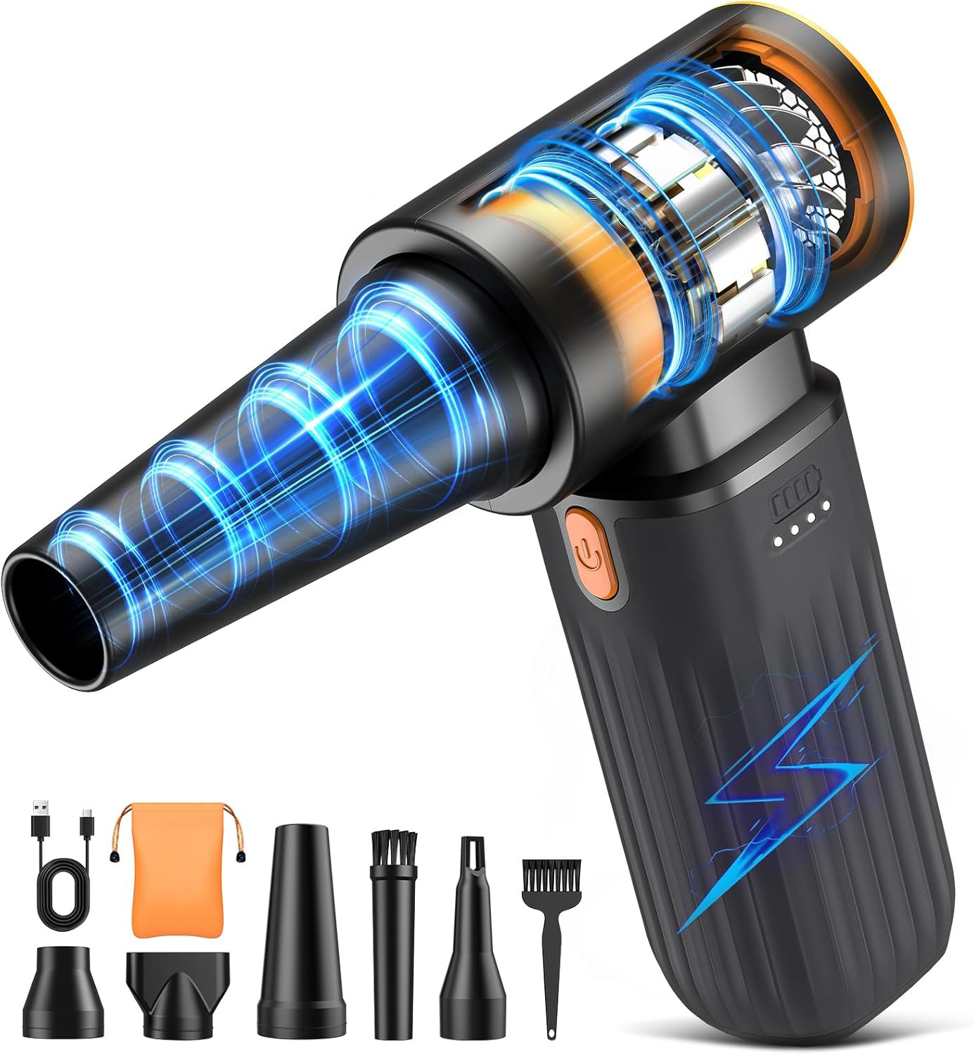 Compressed Air Duster, 260000RPM Cordless Electric Air Blower with Brushless Mot