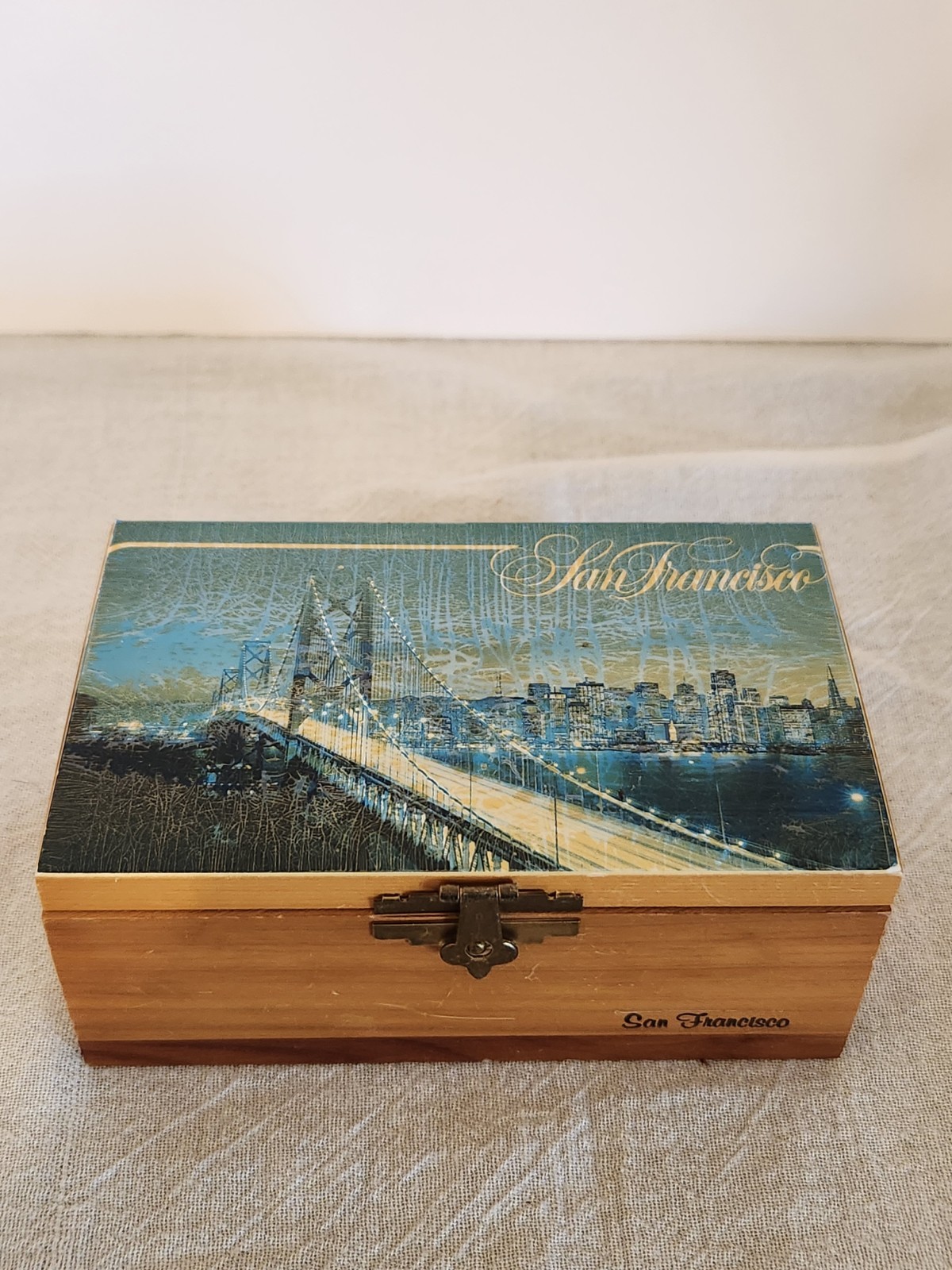 Wooden Cedar San Francisco Trinket Box