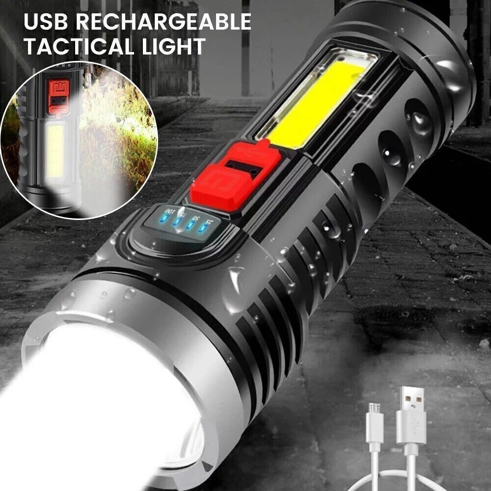 350000000 Lumen Super Bright LED Tactical Flashlight Rechargeable LED Work Torch