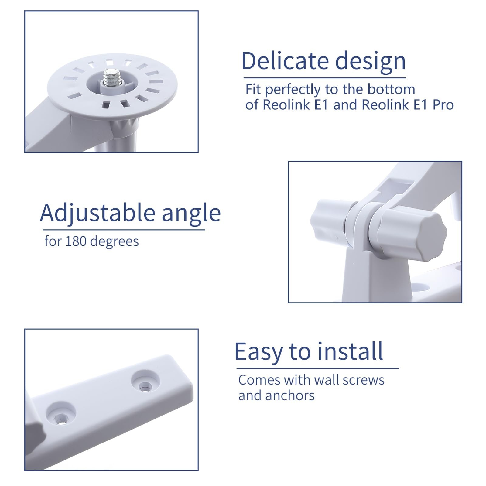 2 Pack Wall Mount Compatible with Reolink E1 Pro/ E1,180° Adjustable Camera Wall