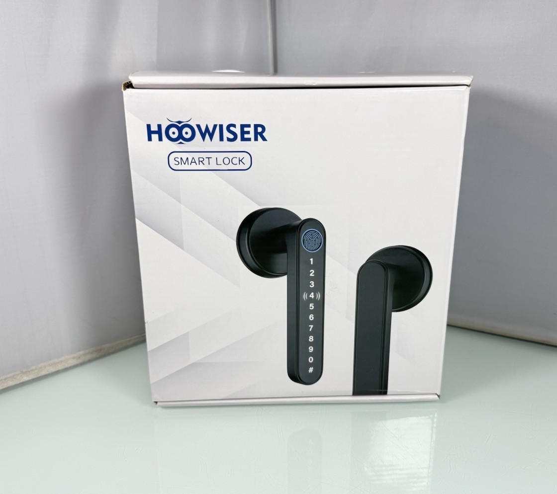 Hoowiser Smart Lock Fingerprint Keyless Code App Entry Door Lock Handle - Silver