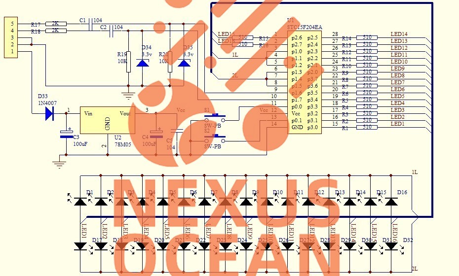 MCU Adjustable Display Pattern LED VU Meter Level Indicator 16 LED Dual Channel