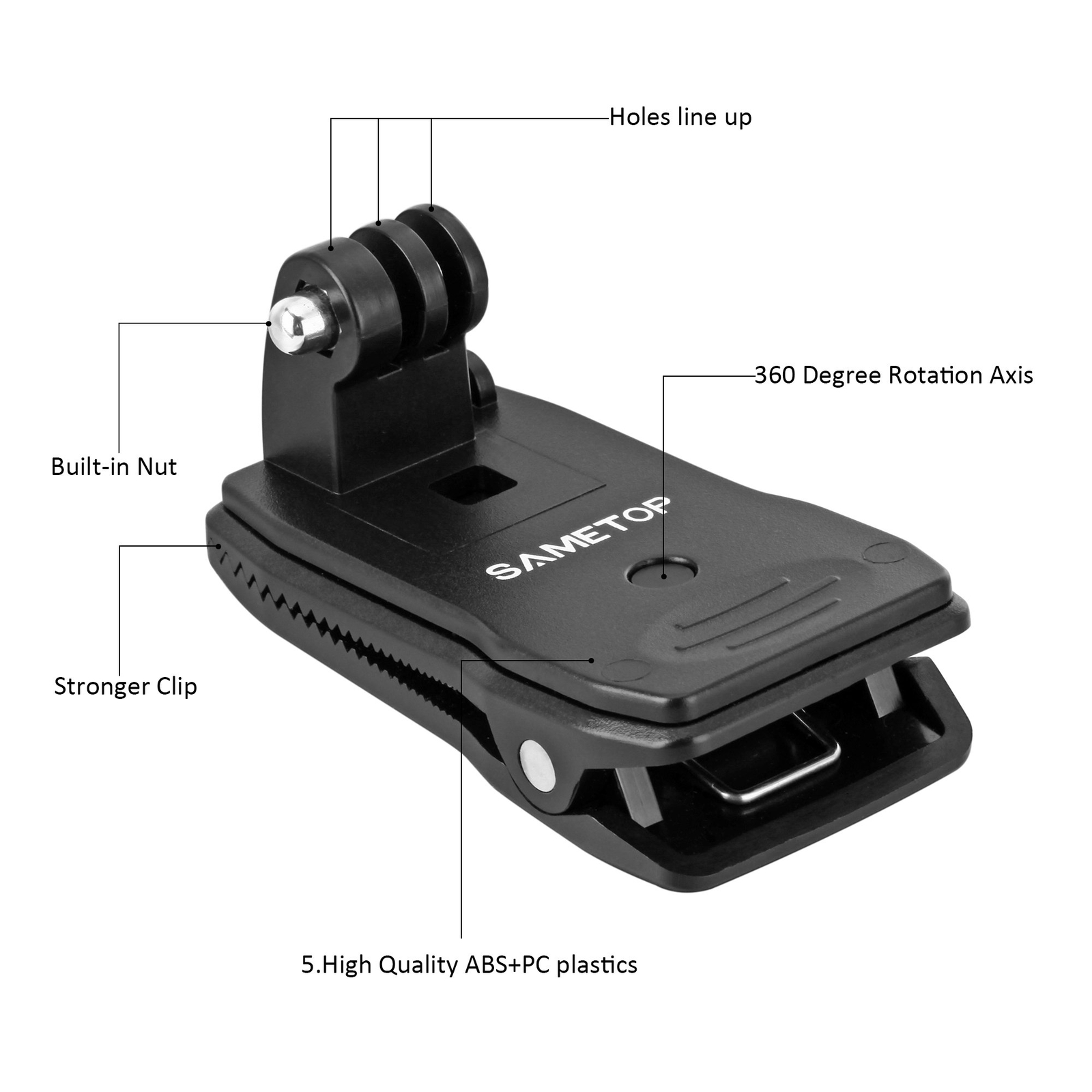 Sametop Backpack Strap Mount Quick Clip Mount Compatible with Gopro Hero 9, 8,