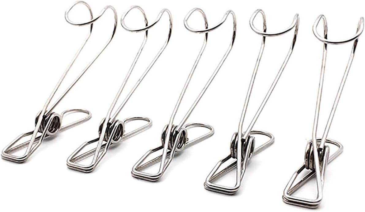 20Pcs Stainless Steel Long Tail Clip with Hooks 9.3cm/3.6-inch, Silver