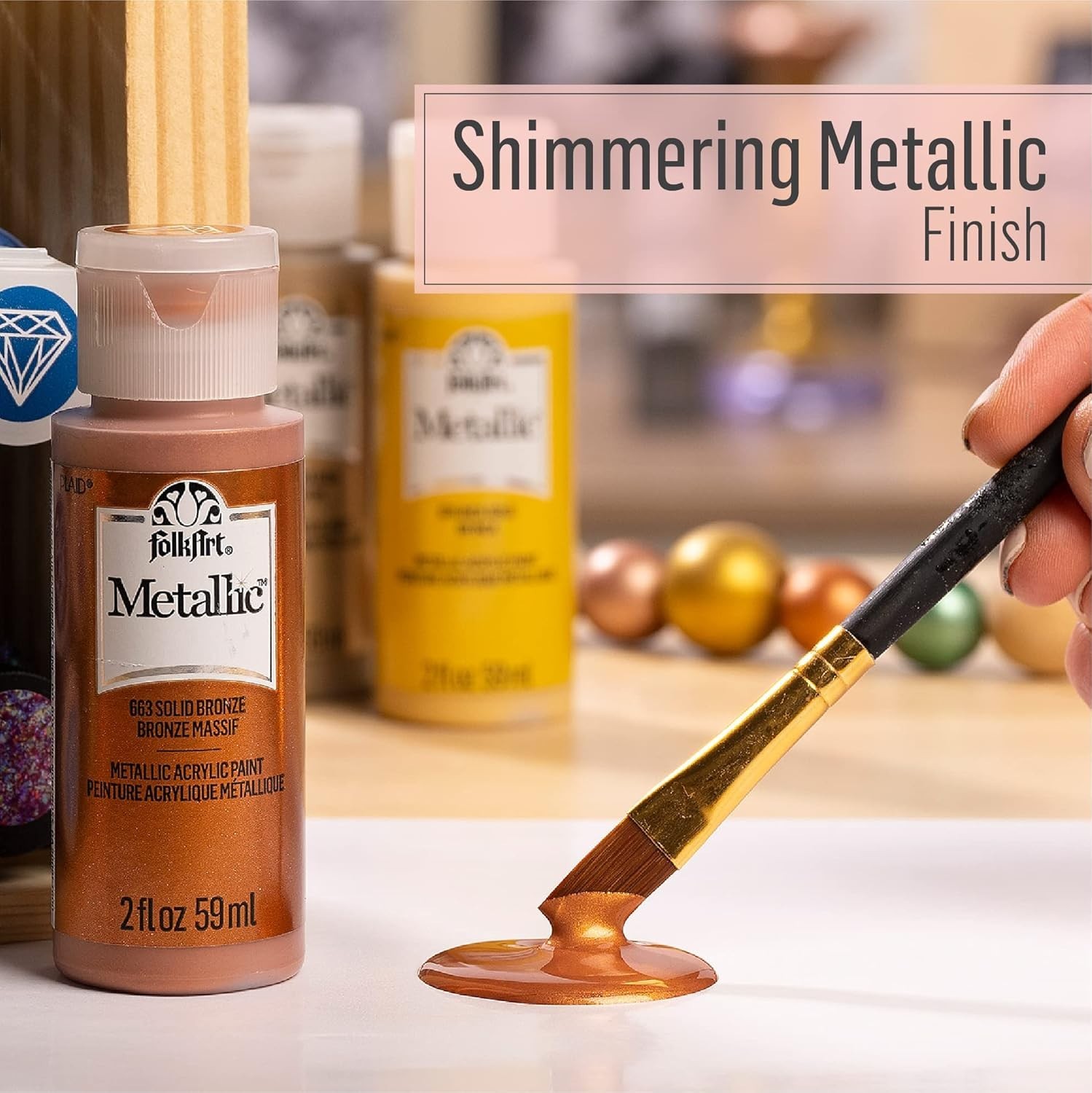 Vibrant 2 Oz Metallic Acrylic Paint in Rich Green - Perfect for DIY Creations