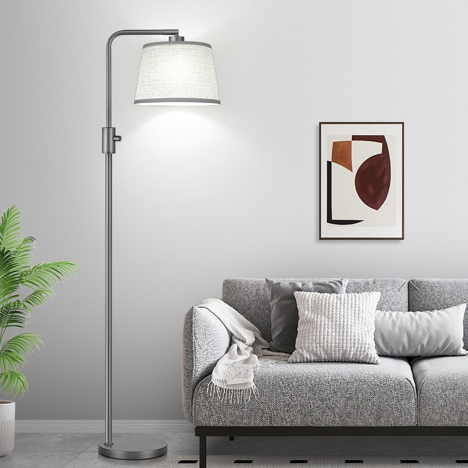 12 inches (D) x 12 (W) x 65 (H), Space Gray-Linen Shade