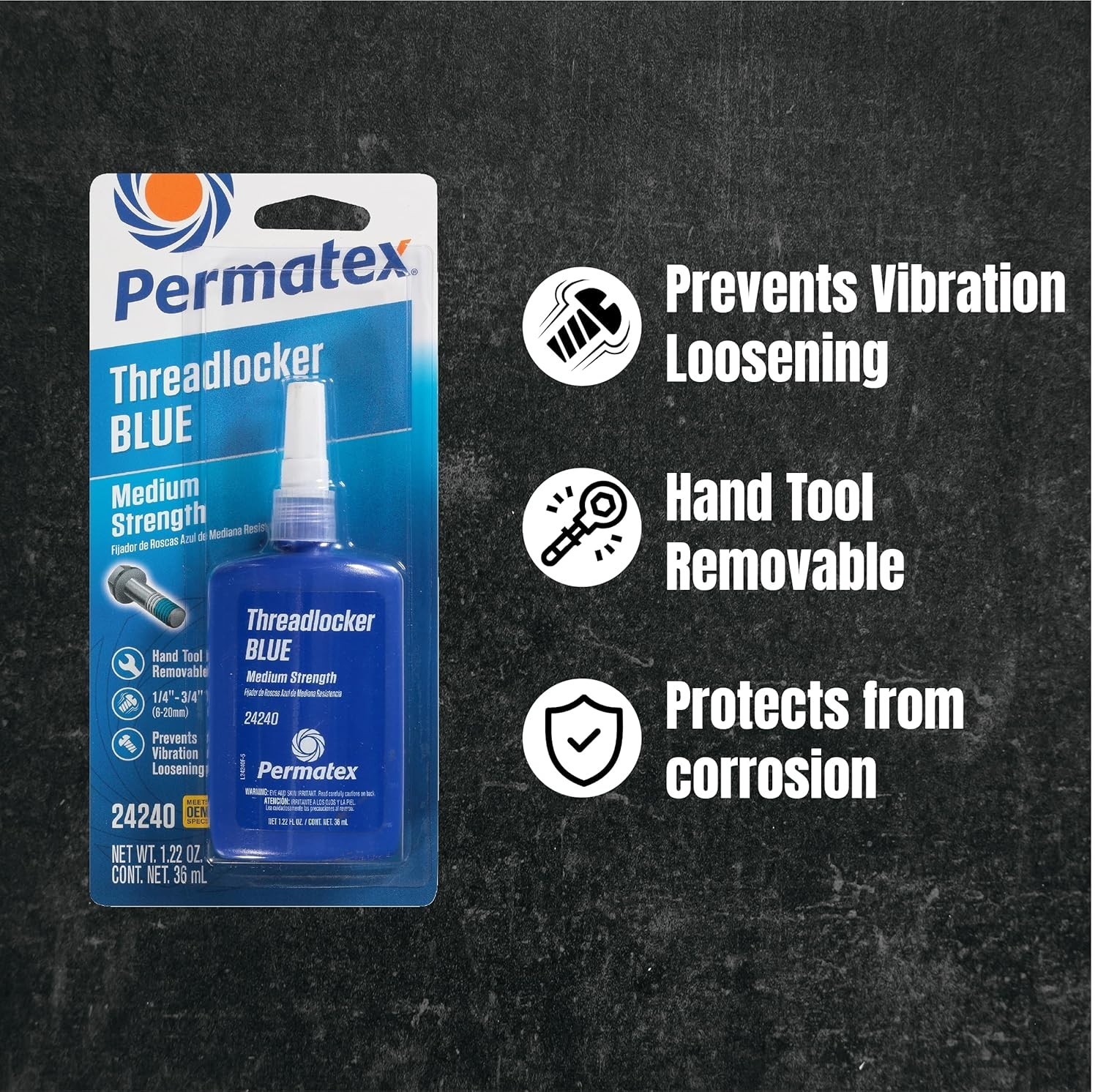 Medium Strength Threadlocker Blue, 36 ml, Automotive Threadlocker For Prevent...