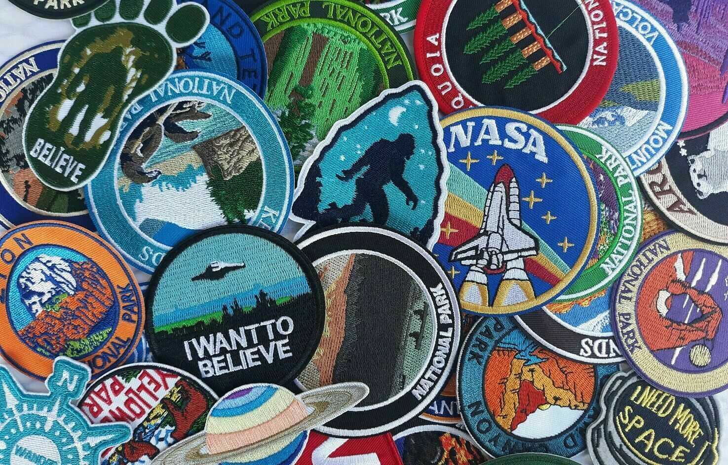 Yosemite National Park Patch Iron-on Applique Nature, Upper Lower Falls, Forest