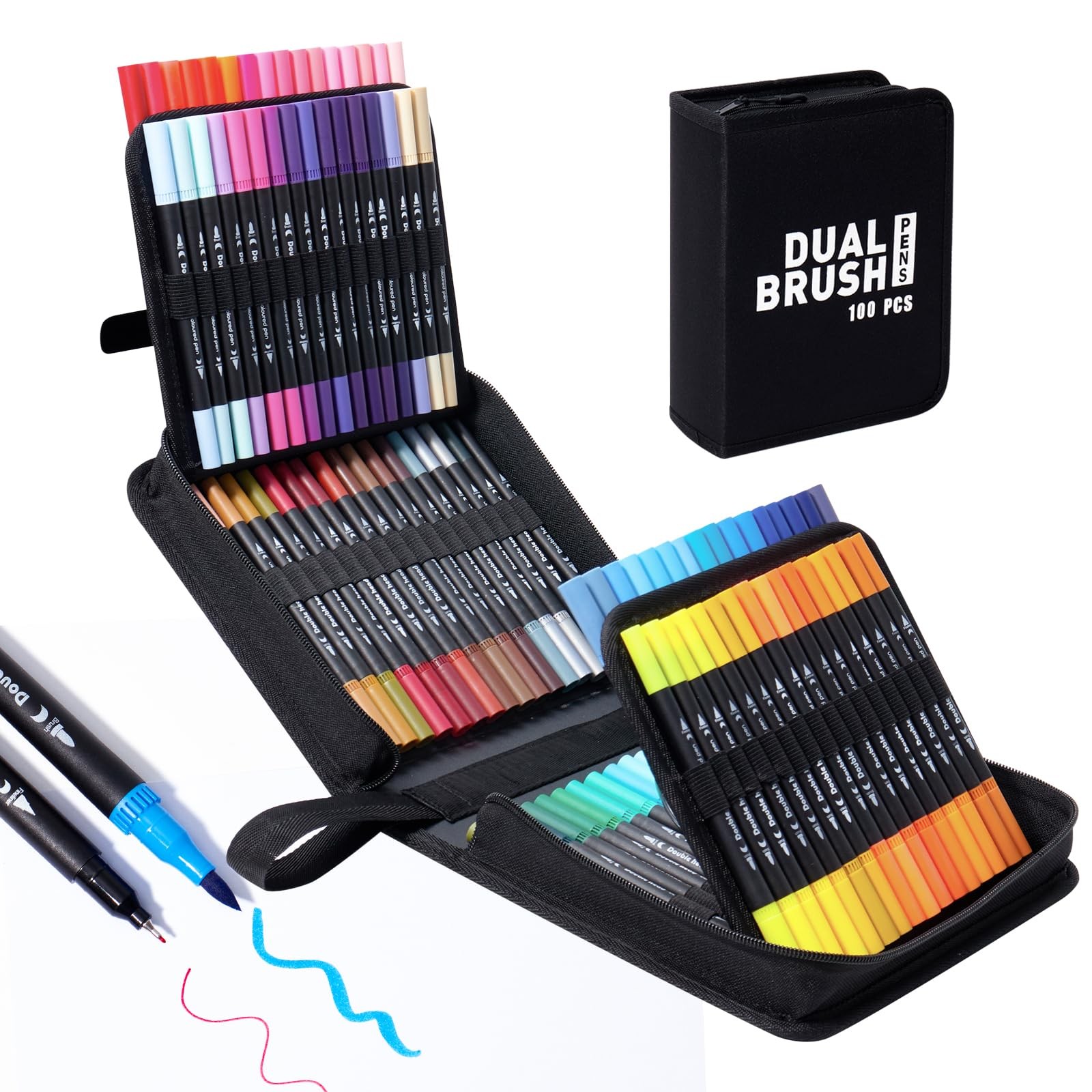 100 Colors Markers for Adult Coloring Books No Bleeding - Dual Tip Art Colori...