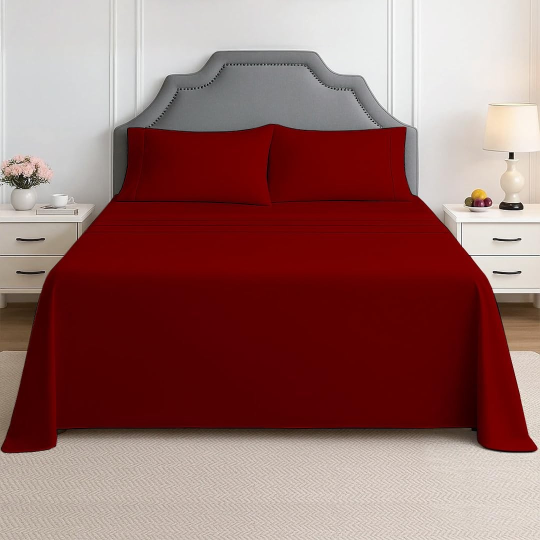 RV Sheet Sets, 42x80 Truck Size, Burgundy Solid - Fits Mattresses up to 15 In