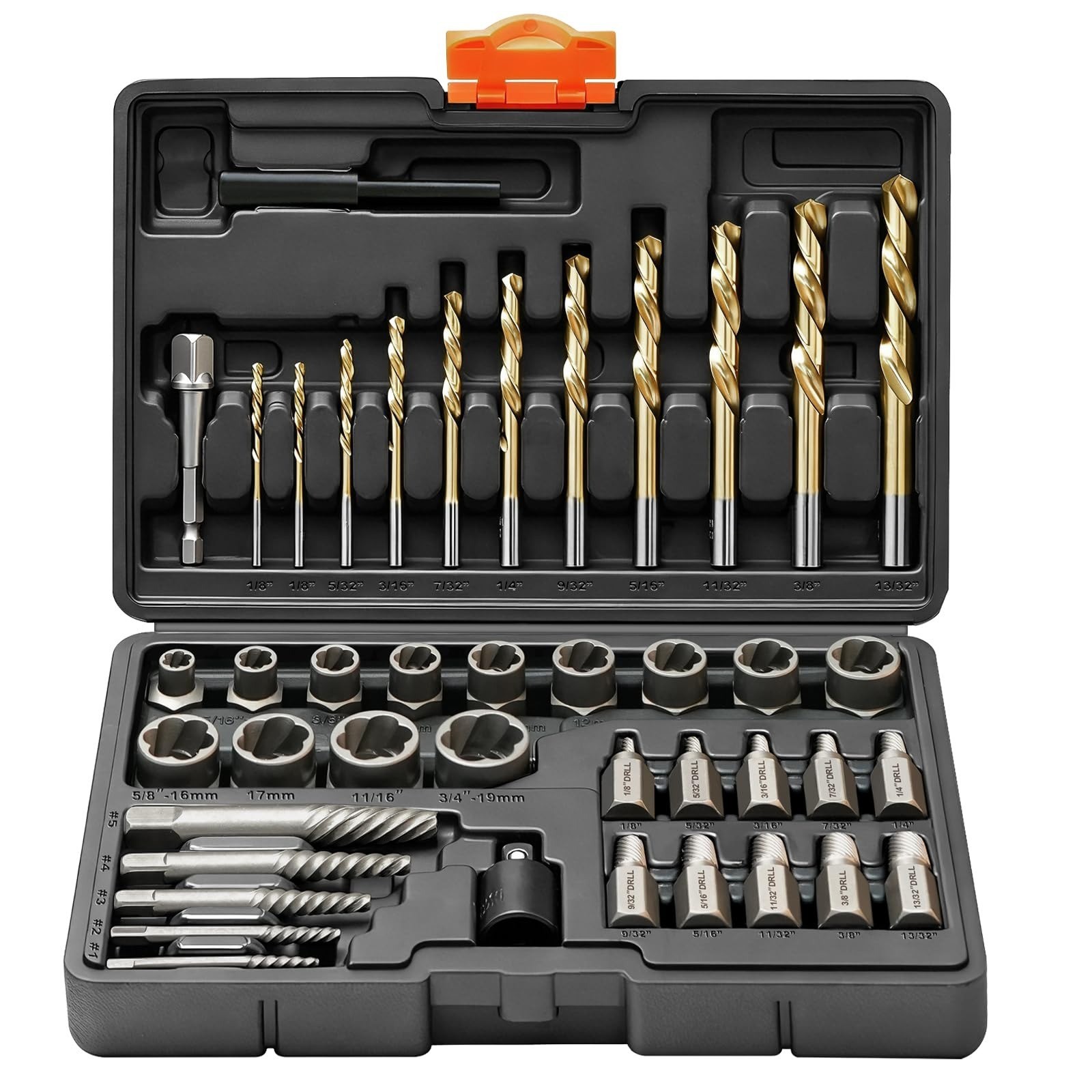 26Pcs Bolt Extractor Kit, Left Hand Drill Bit, Heavy Duty Tool Set