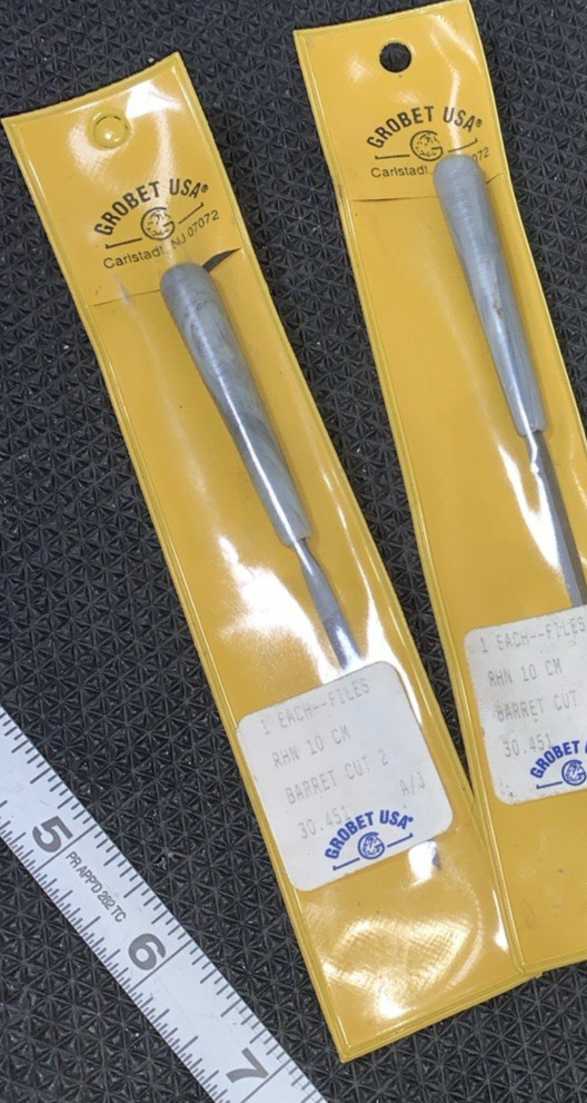 Lot of (2  ea Barrette Needle Files with Plastic Handles together Grobet 30.451