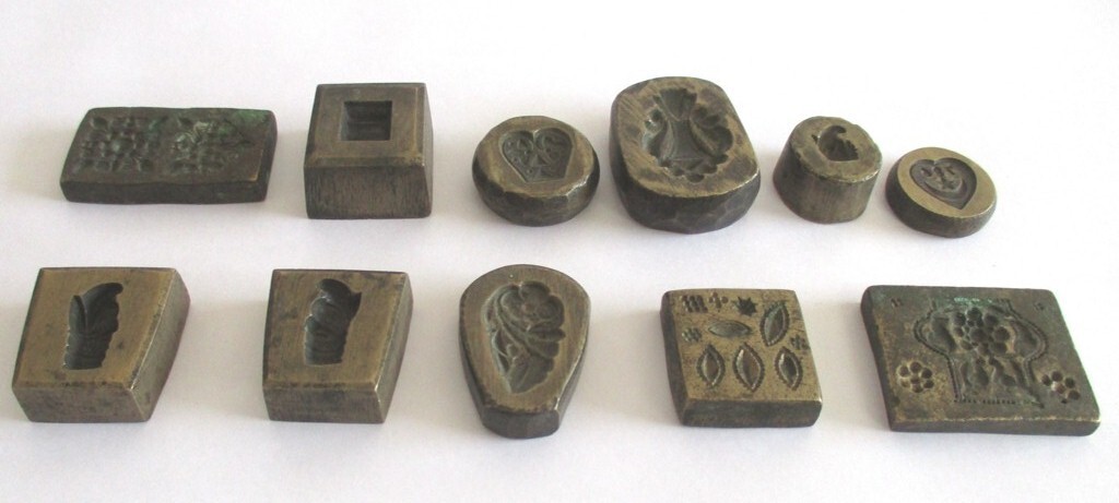 ANTIQUE BRONZE JEWELERY MOLDS LOT OF 11 PIECES RARE UNUSUAL DESIGNS