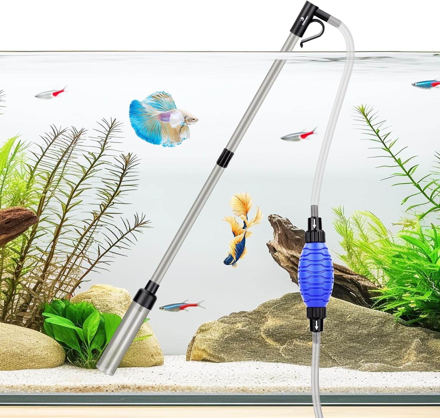 Quick Aquarium Siphon Pump Gravel Cleaner - 256GPH / 80GPH Adjustable Powerful