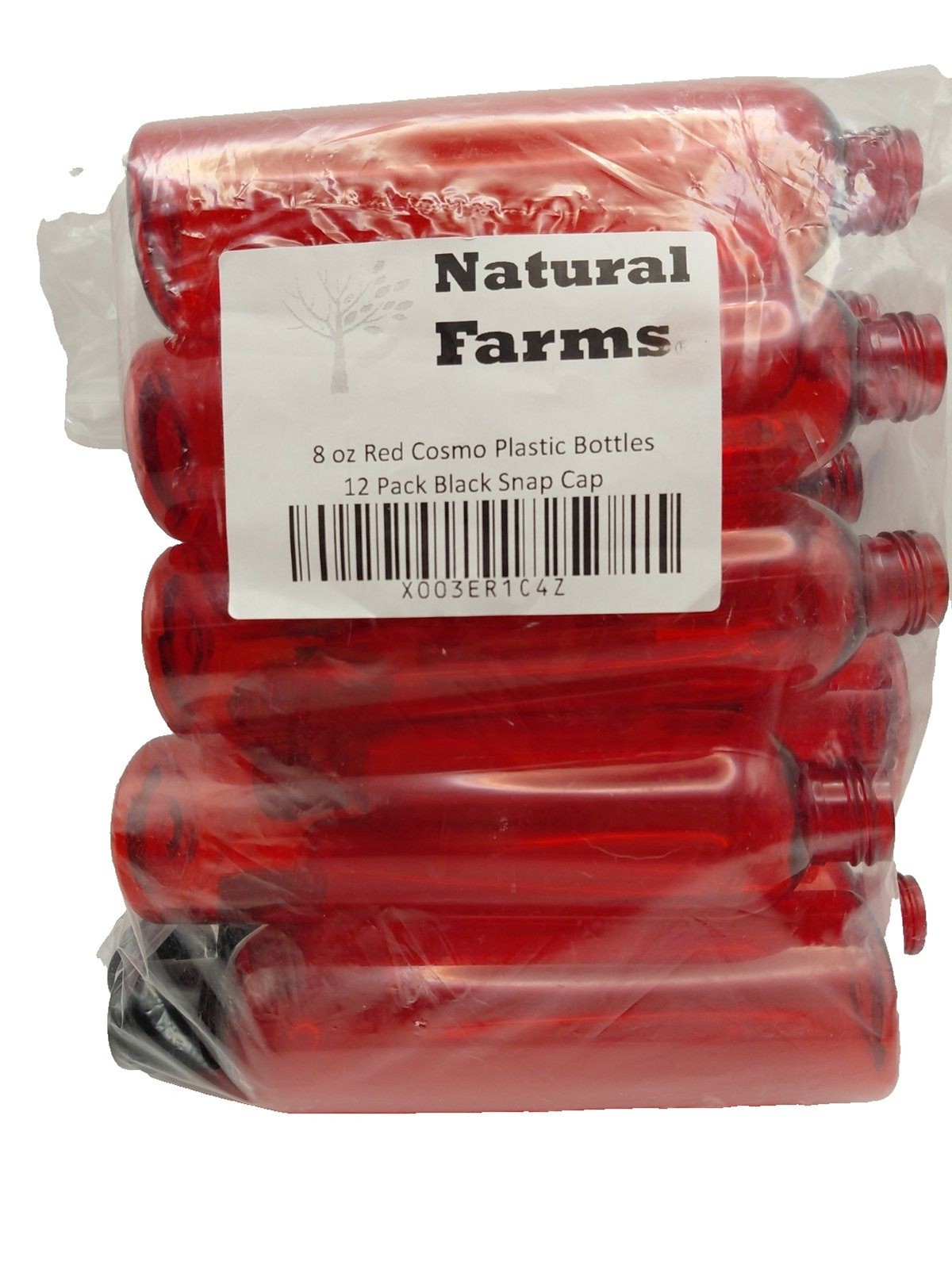 Natural Farms 8 oz Red Cosmo Plastic Bottles 12 in Package