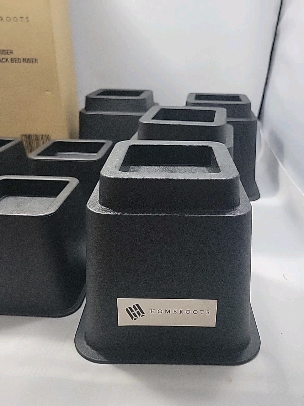 8 Piece Black Furniture Bed Risers 1100lb Capacity 4 Small/Large Heavy Duty New