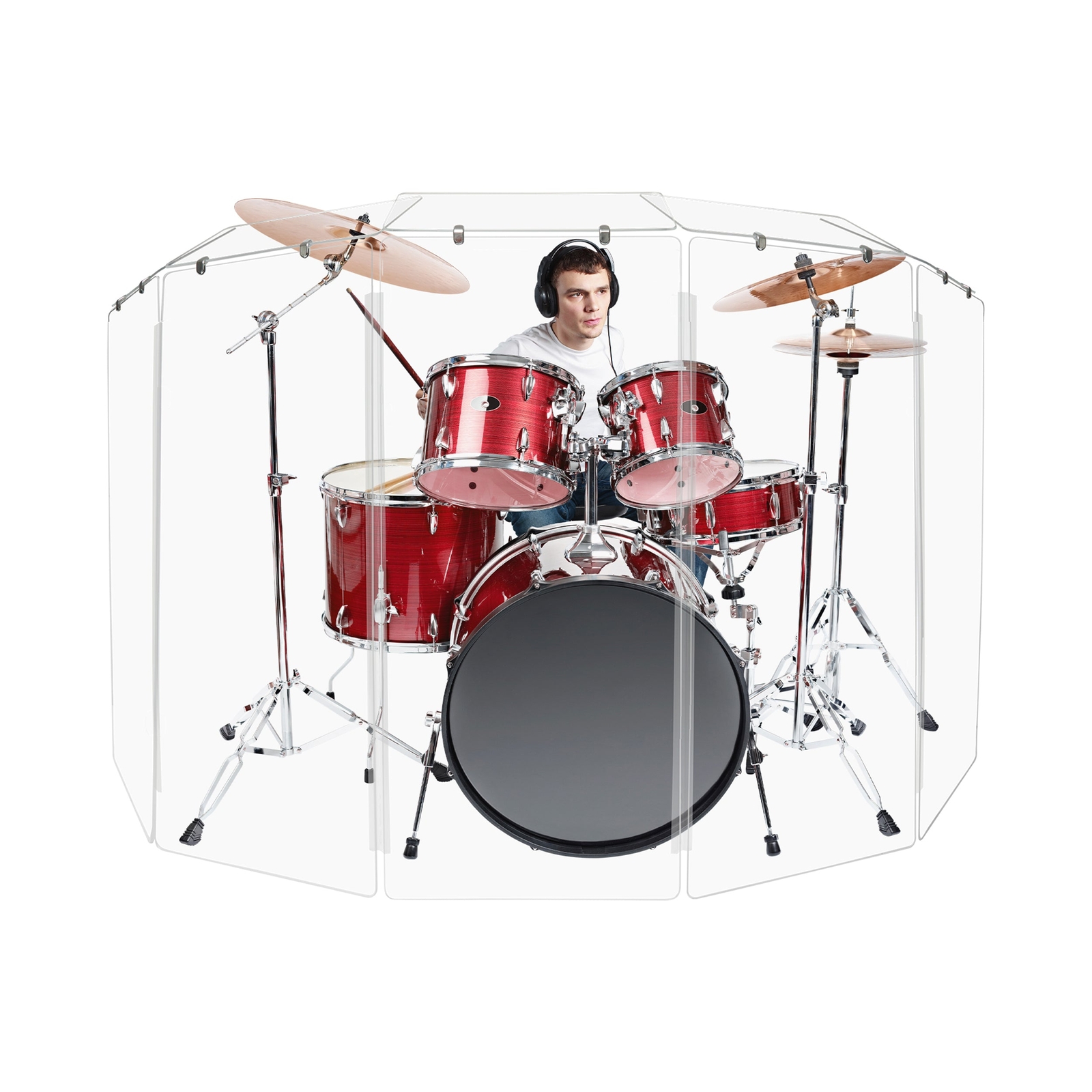PENNZONI Drum Shield 4ft Acrylic Panels w/ Deflectors & Living Hinges