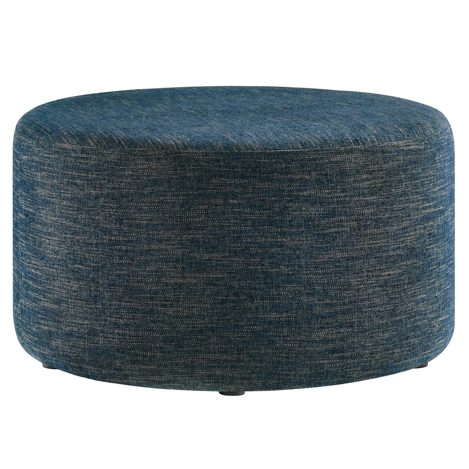 Modway Large 29" Round Woven Heathered Fabric Upholstered Ottoman