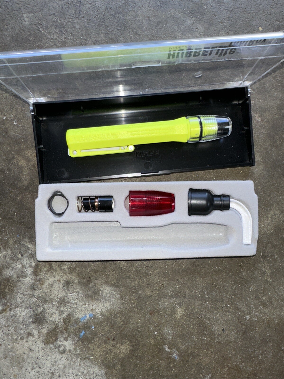 HubbelLite Flashlight 2001-3A & New: Bulb, Bulb Collar, Red Tip, Light Turn Tip