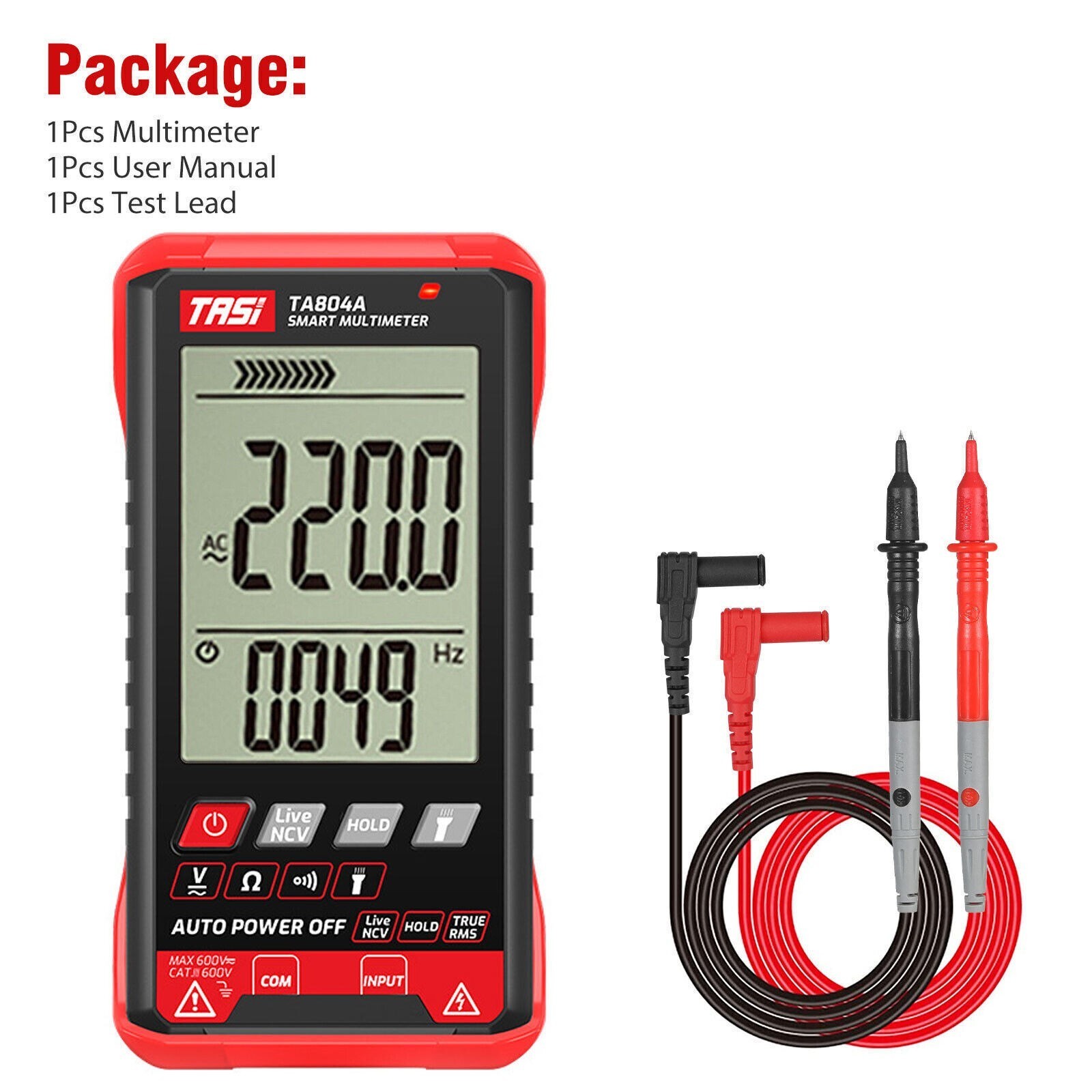 Digital Multimeter Voltmeter AC DC Volt Meter Ohmmeter Auto Range Tester w/Light