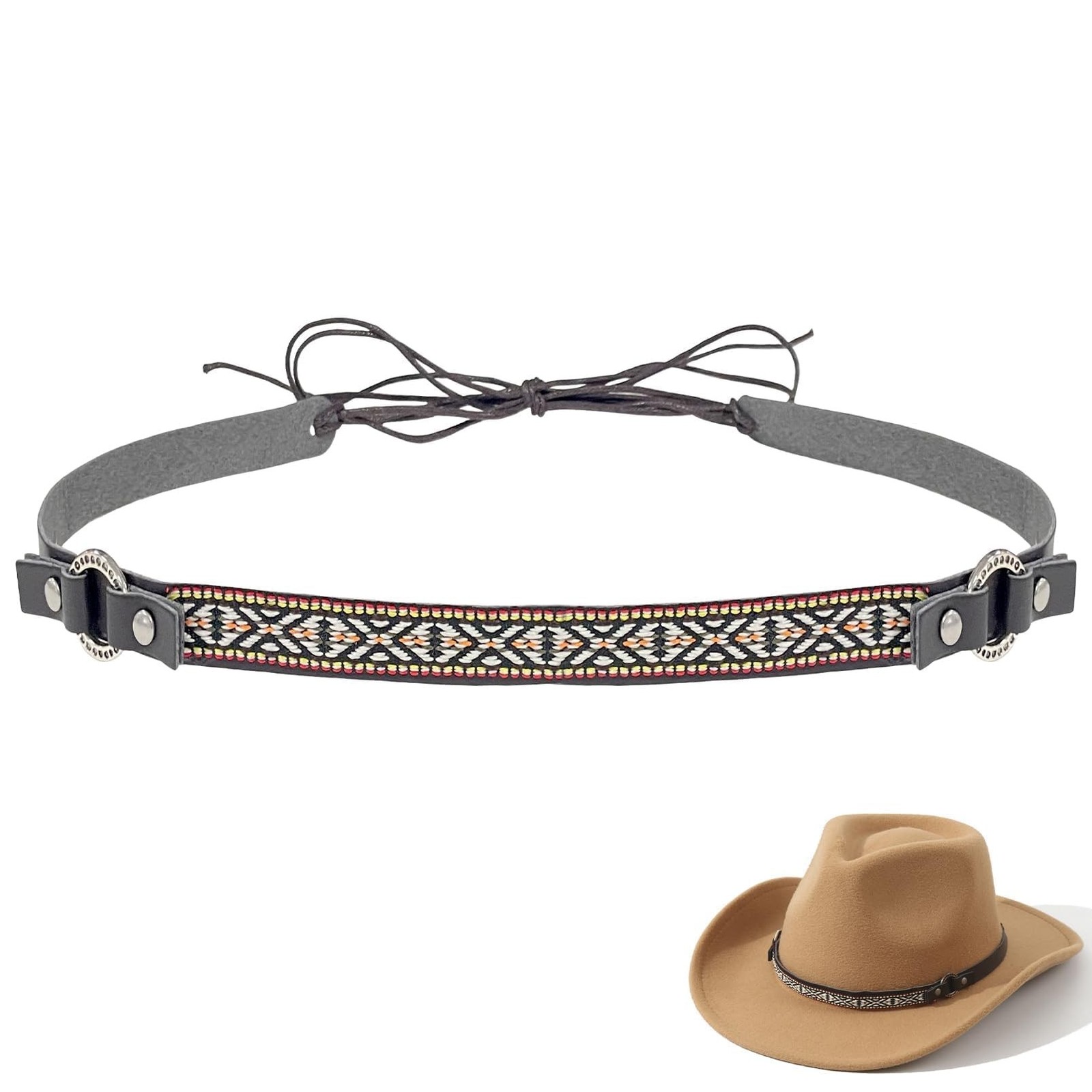 Cowboy Hat Bands for Men Women, Leather Hatbands Belt for Cowboy/Western/Fedo...