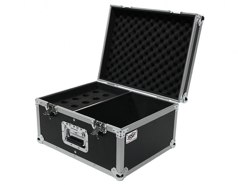 OSP Mic Microphone Case ATA Road Case Holds 15 Mics & Storage Space For Cables +