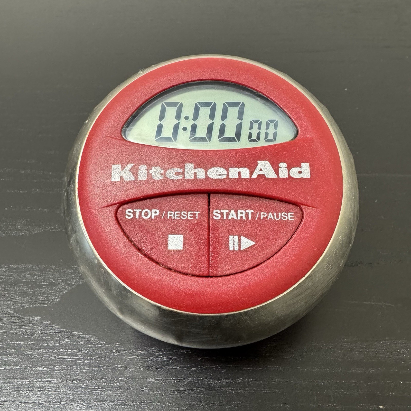 KitchenAid Digital Kitchen Timer Red Silver Countdown Count Up Battery Operated