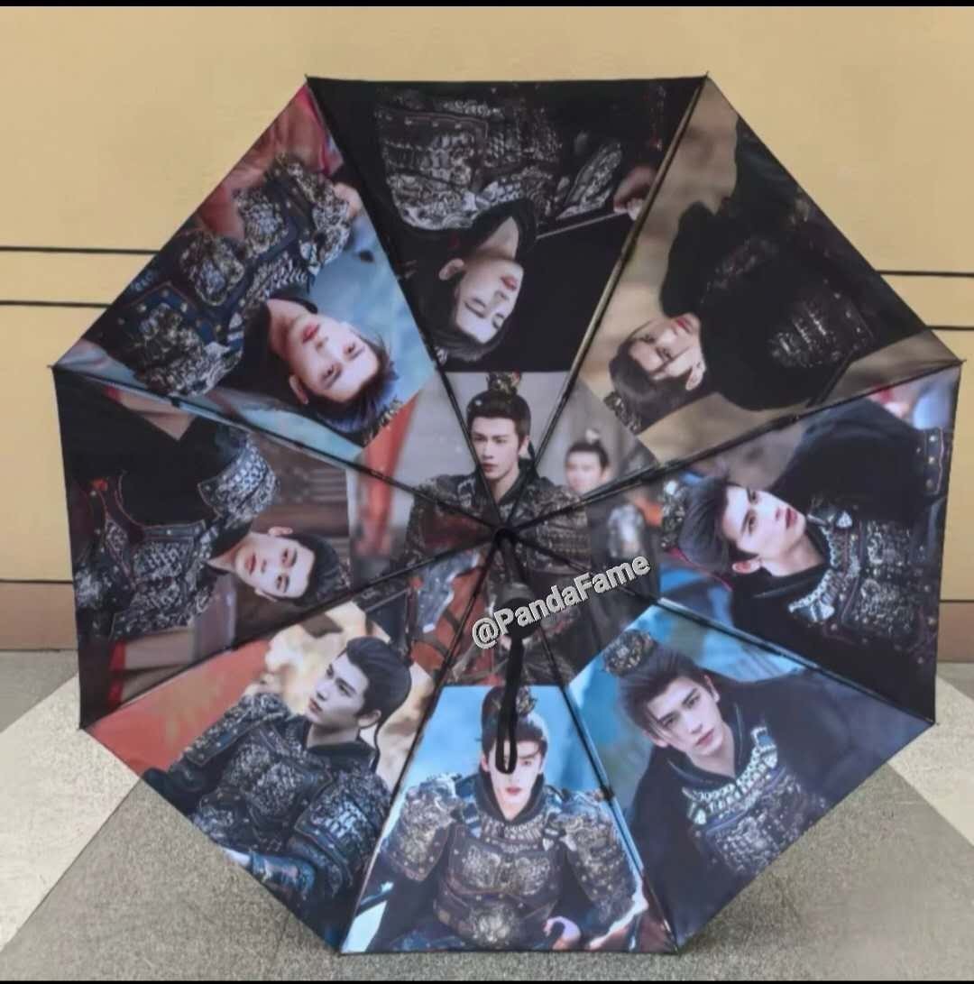 张凌赫ZHANG LINGHE umbrella Triple fold automatic Black rubber sunscreen umbrella