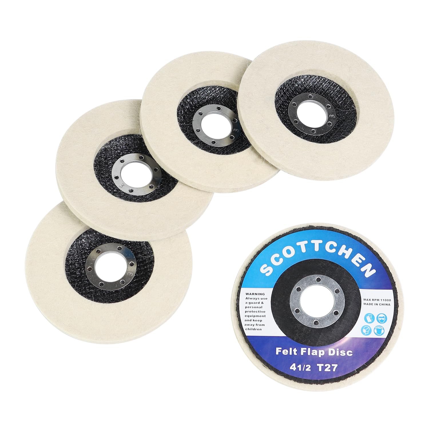Fiberglass Backing Wool Felt Polishing Wheel Disc,4-1/2" x 7/8" Arbor, for An...