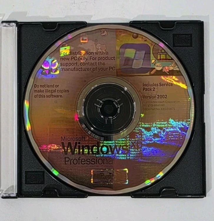 Microsoft Windows XP Professional w/ Service Pack 2 SP2 2002 Disc Only No Key