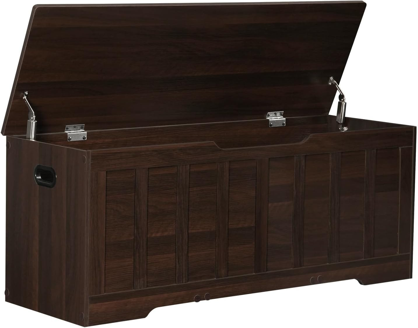Extra Large Wooden Storage Chest with Safety Hinges for Home & Entryway - Espres