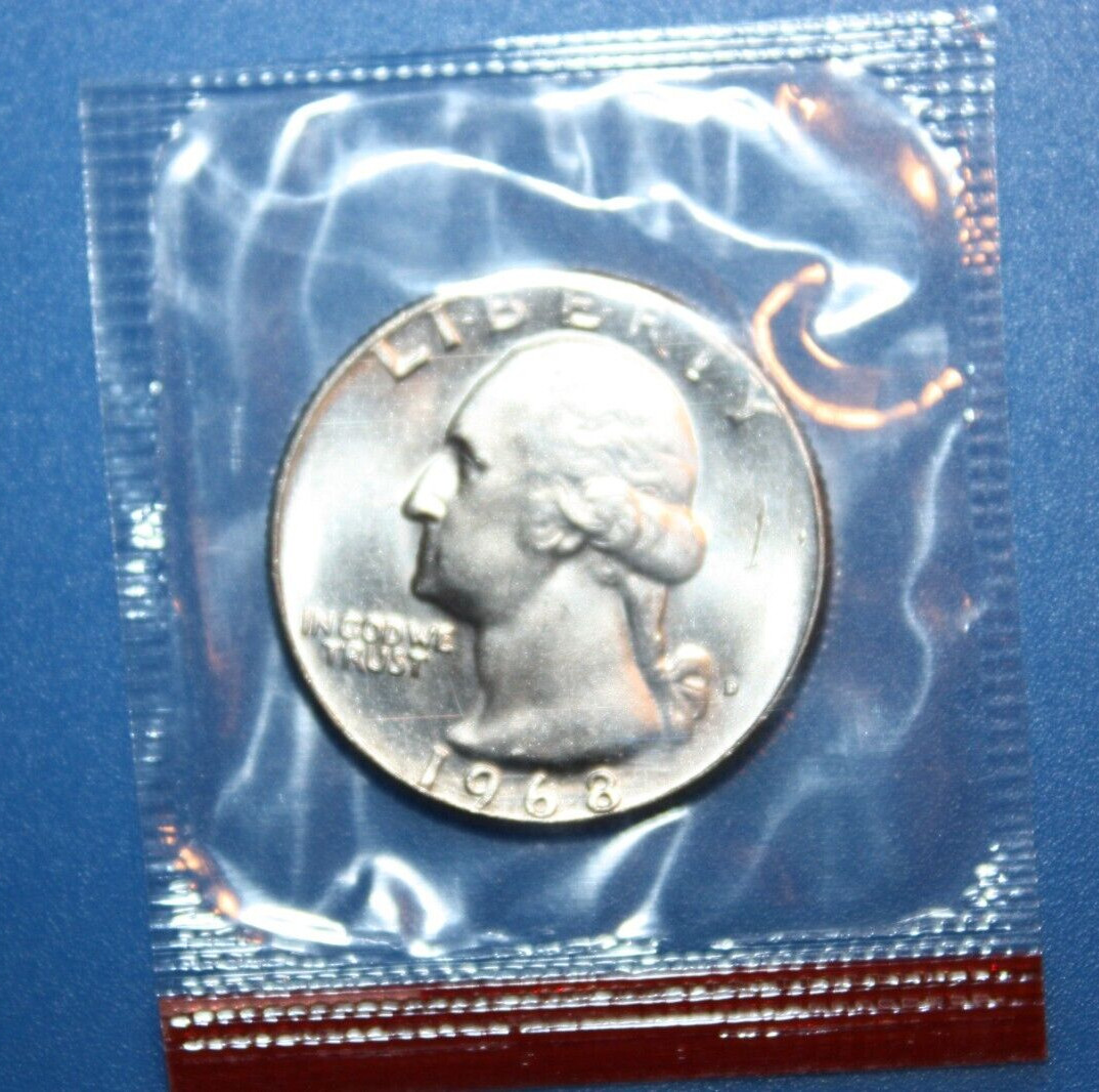 Gem BU 1968-D  Washington Quarter Mint set Cello 25C (U7)