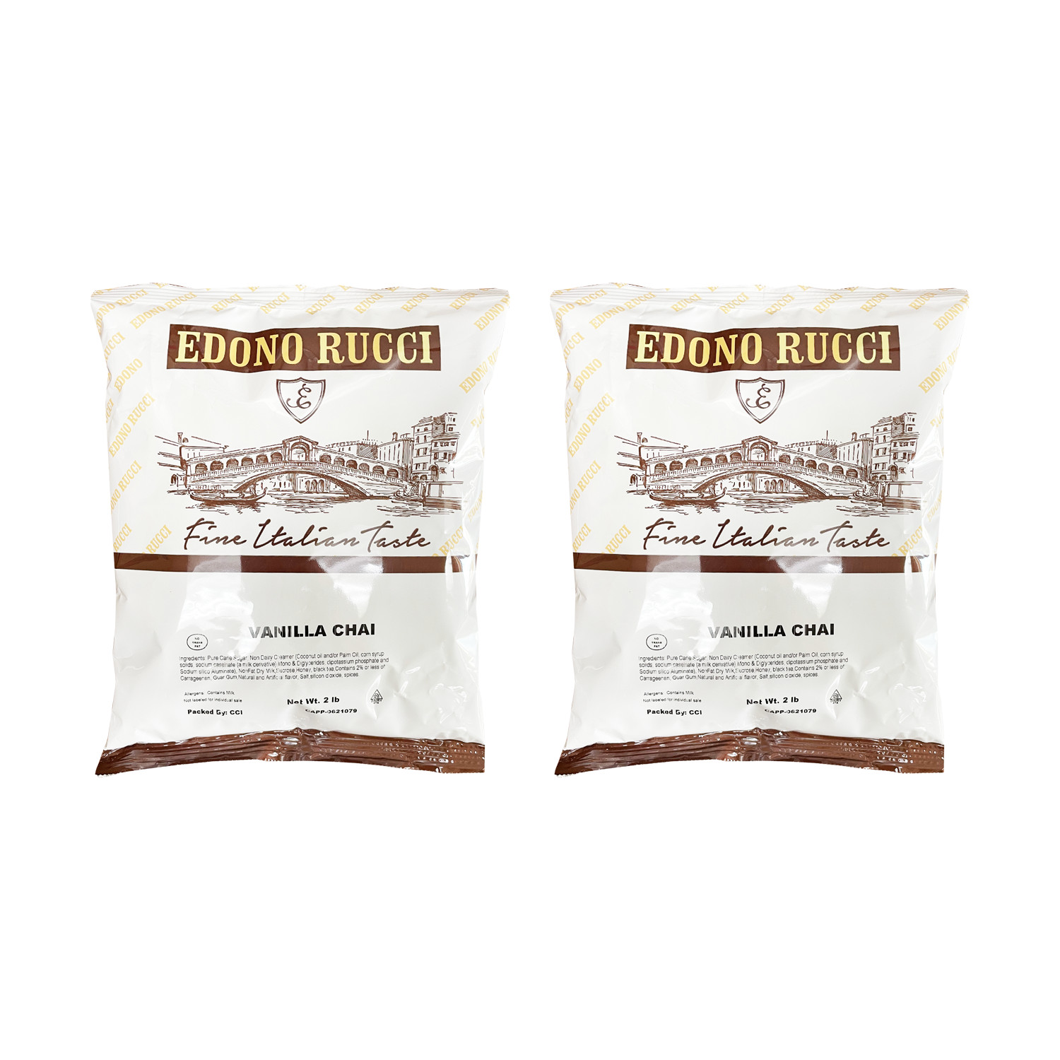 EDONO RUCCI VANILLA CHAI LATTE POWDER MIX 2 X 2 LB BAGS