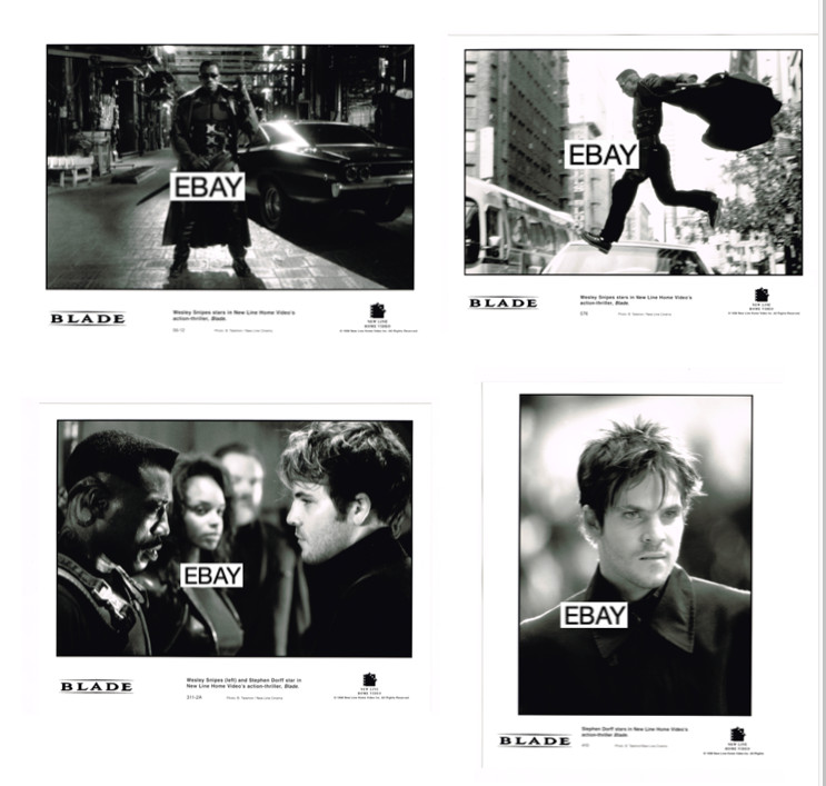 BLADE 1998 ORIGINAL MOVIE PHOTOS LOT (4) WESLEY SNIPES VAMPIRE MARVEL COMICS