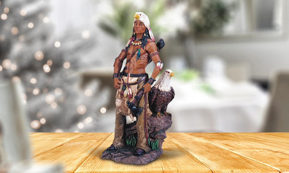 Native American Warrior and Eagle 17"H Figurine Ornament Home Decor Unique Gift