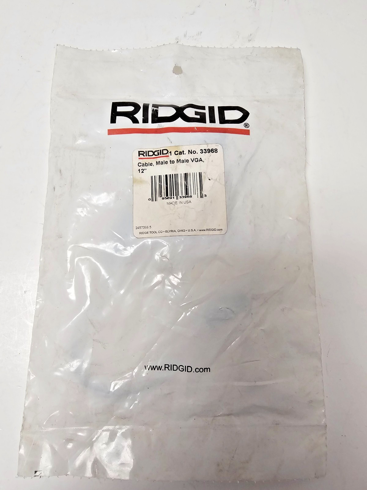 RIDGID 33968 Male to Male 12" VGA Cable for the SeeSnake LCDPak Monitor