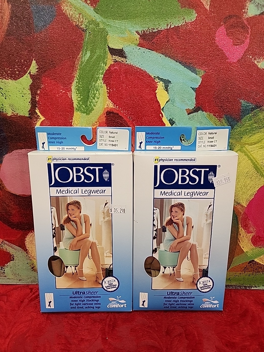 JOBST UltraSheer Lot 2Pr Knee Hi CT 15-20mmHg Stockings Natural Small New In Box