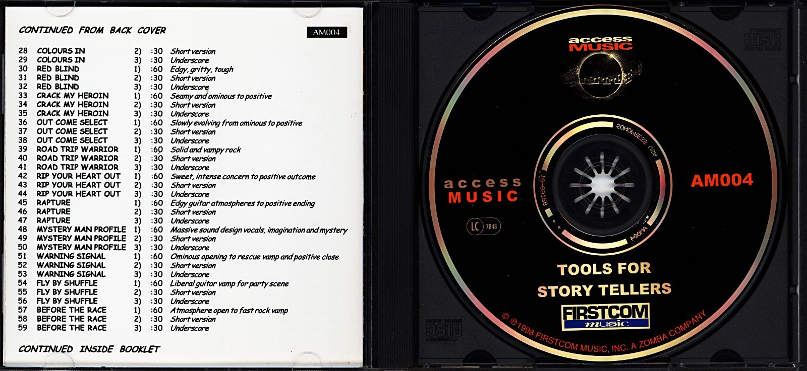 Tools For Story Tellers PRODUCTION MUSIC CD Excellent!