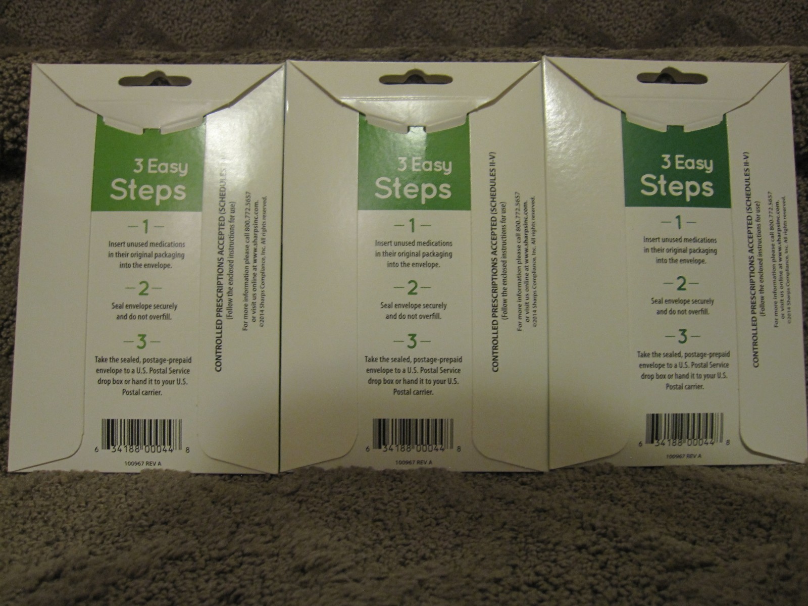 Lot 3 Takeaway Medication Recovery System Unused Medication Disposal Envelopes