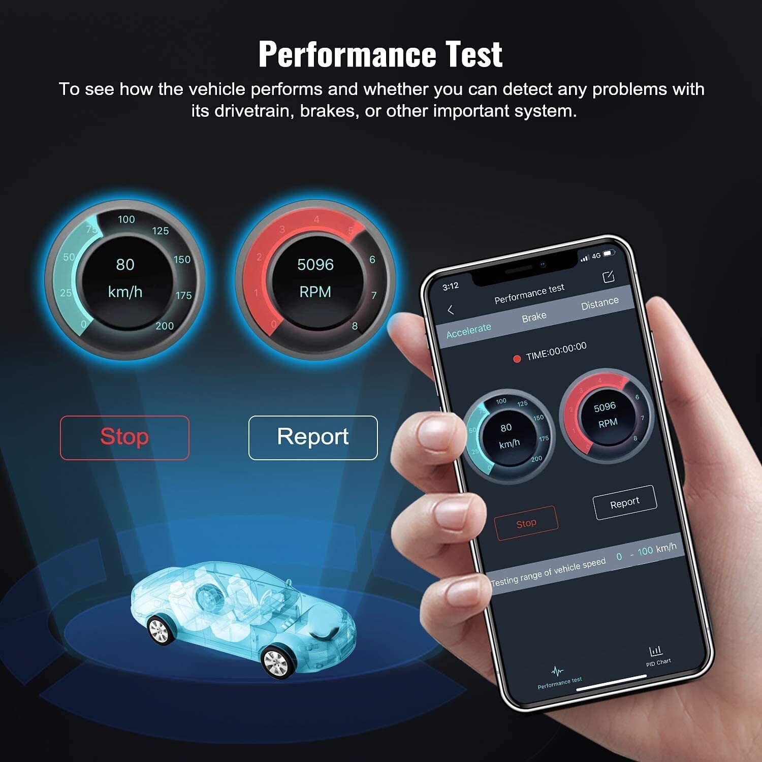 Bluetooth ELM327 OBD2 Code Reader Scanner Car Diagnostic Tool for iPhone Android