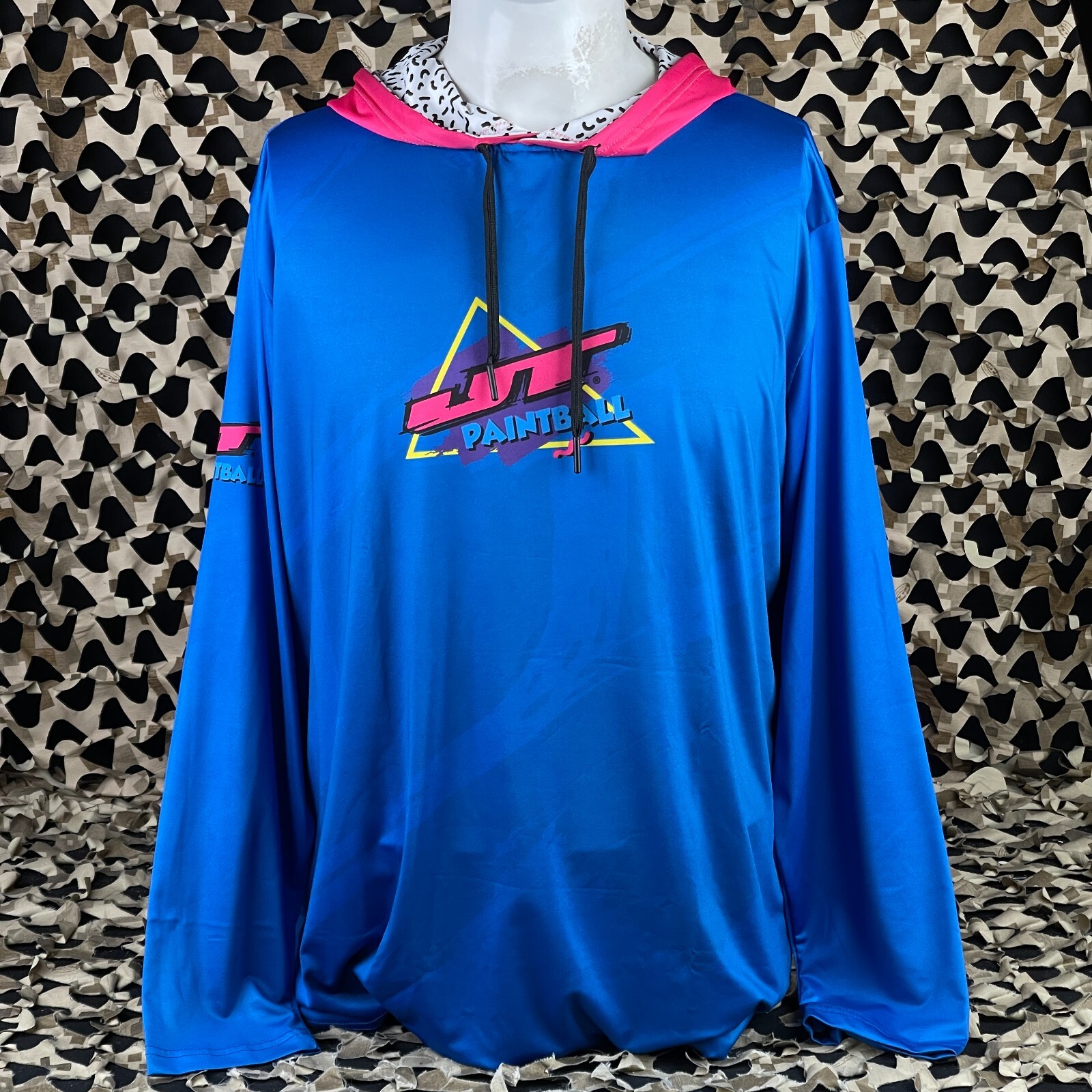 NEW JT Air Shoodie Long Sleeve Shirt w/ Hoodie - Blue/Pink - Medium