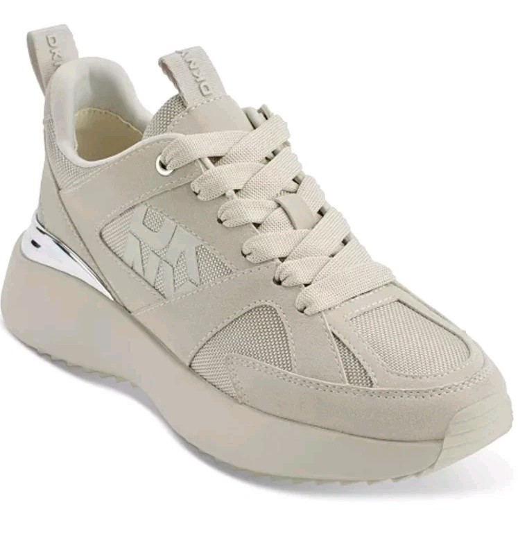 DKNY Women's Soft White Zofi Lace-Up Sneakers US 9.5 Shoes Comfort Fashion