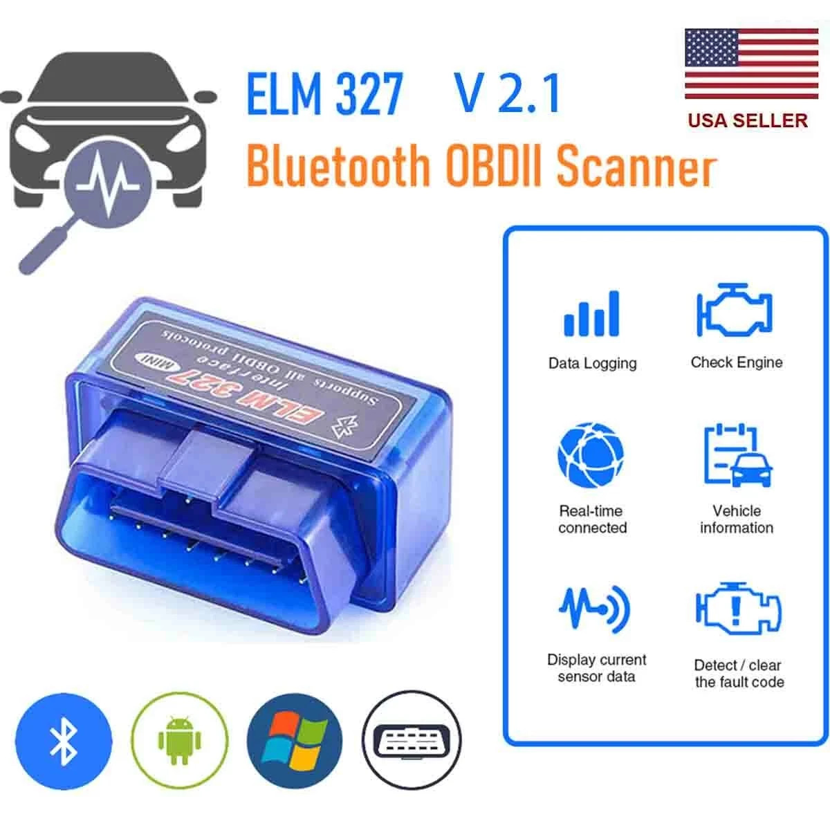 ELM327 OBD2 Code Reader Bluetooth Auto Interface Adapter Diagnostic Tool Scanner