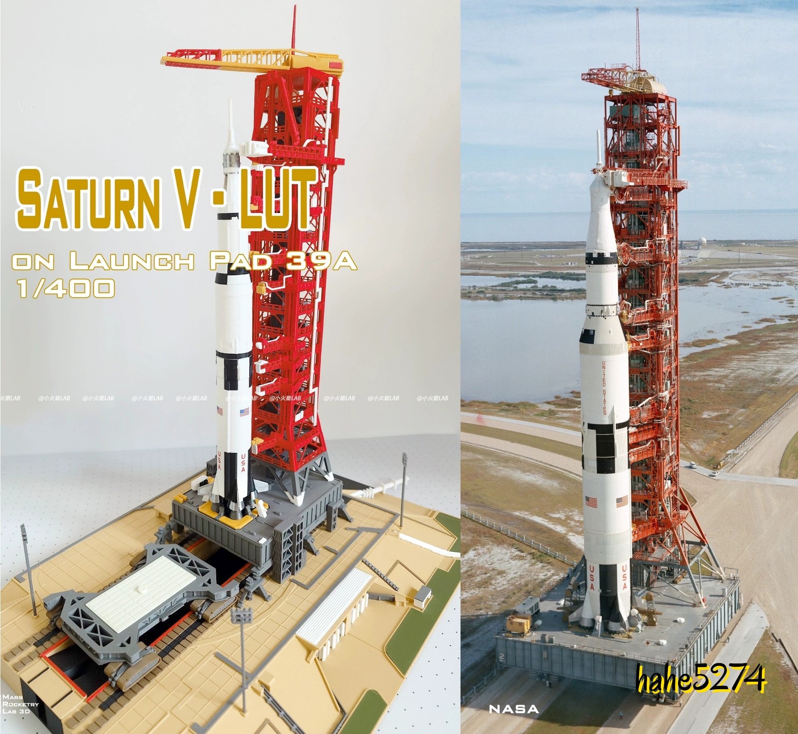 1/400 Cape Canaveral LC-39A Launch Pad Saturn V Apollo 11 Launch Scene Model Set