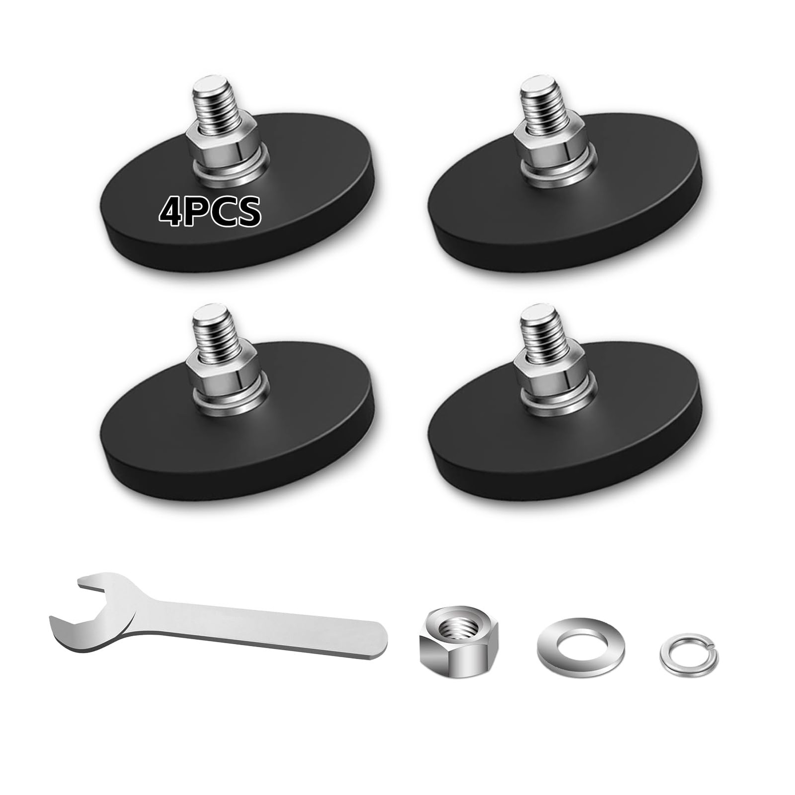 4 Pack Rubber Coated Magnets, 30LBS Neodymium Magnet Base with Stud, M6