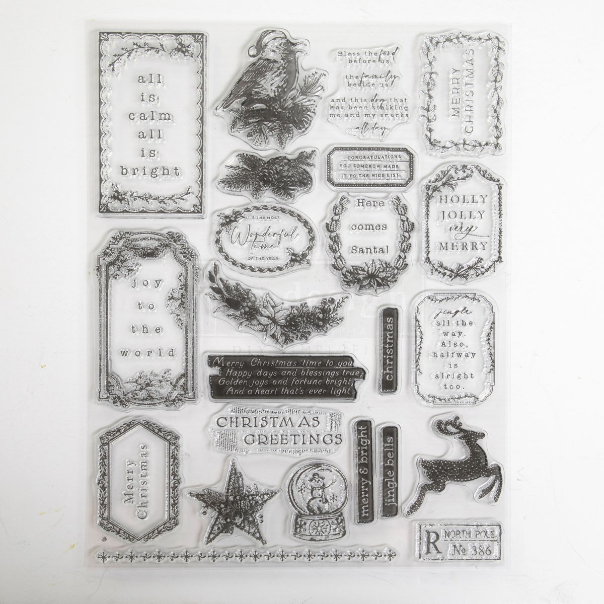 Redesign With Prima "Holly Jolly" Decor Clear Stamp, Christmas Gift Tags, Santa